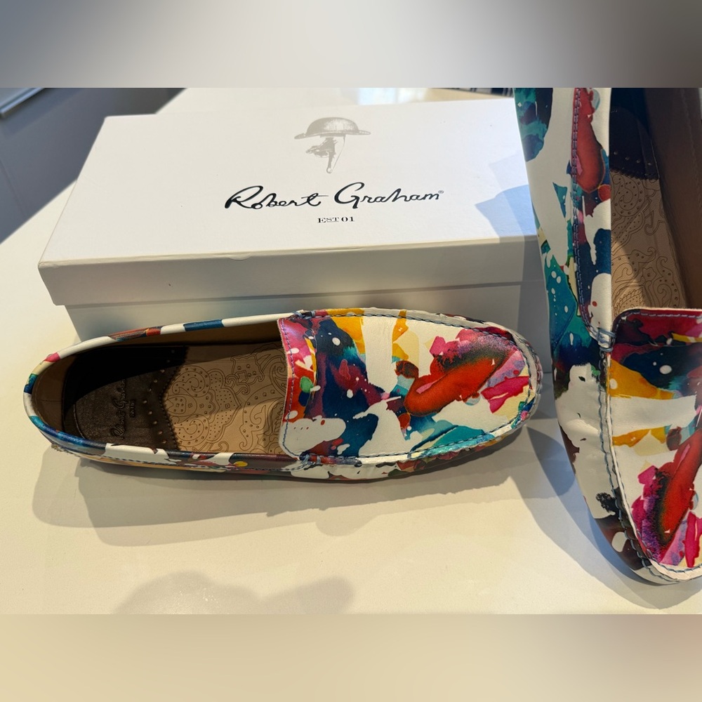 Robert Graham Leather Splatter Print Men's Loafers NWT - Picture 3 of 9